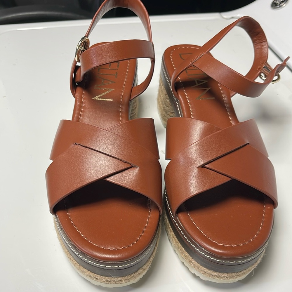 Deltan Emma womens Leather Espadrille Platform Sandals Nwob